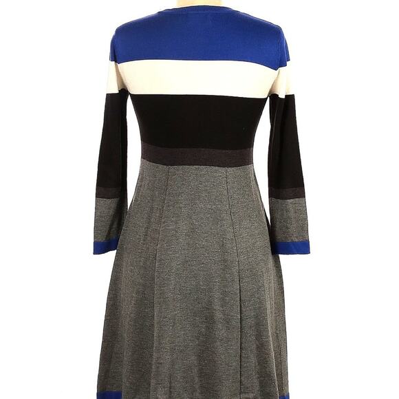 ELIZA J Womens Dress Small Striped Sweater  Fit Flare Color Block Long Sleeves - Picture 9 of 9